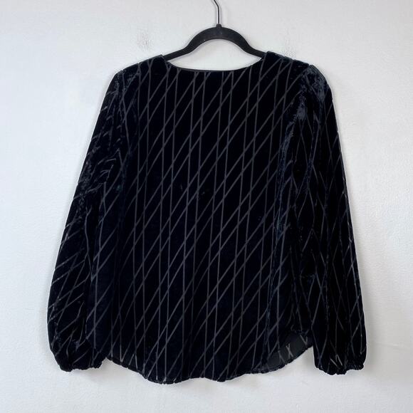 Ann Taylor Geo Velvet V-Neck Top Burnout Blouse‎ Office Whimsygoth Size Small - Picture 6 of 10